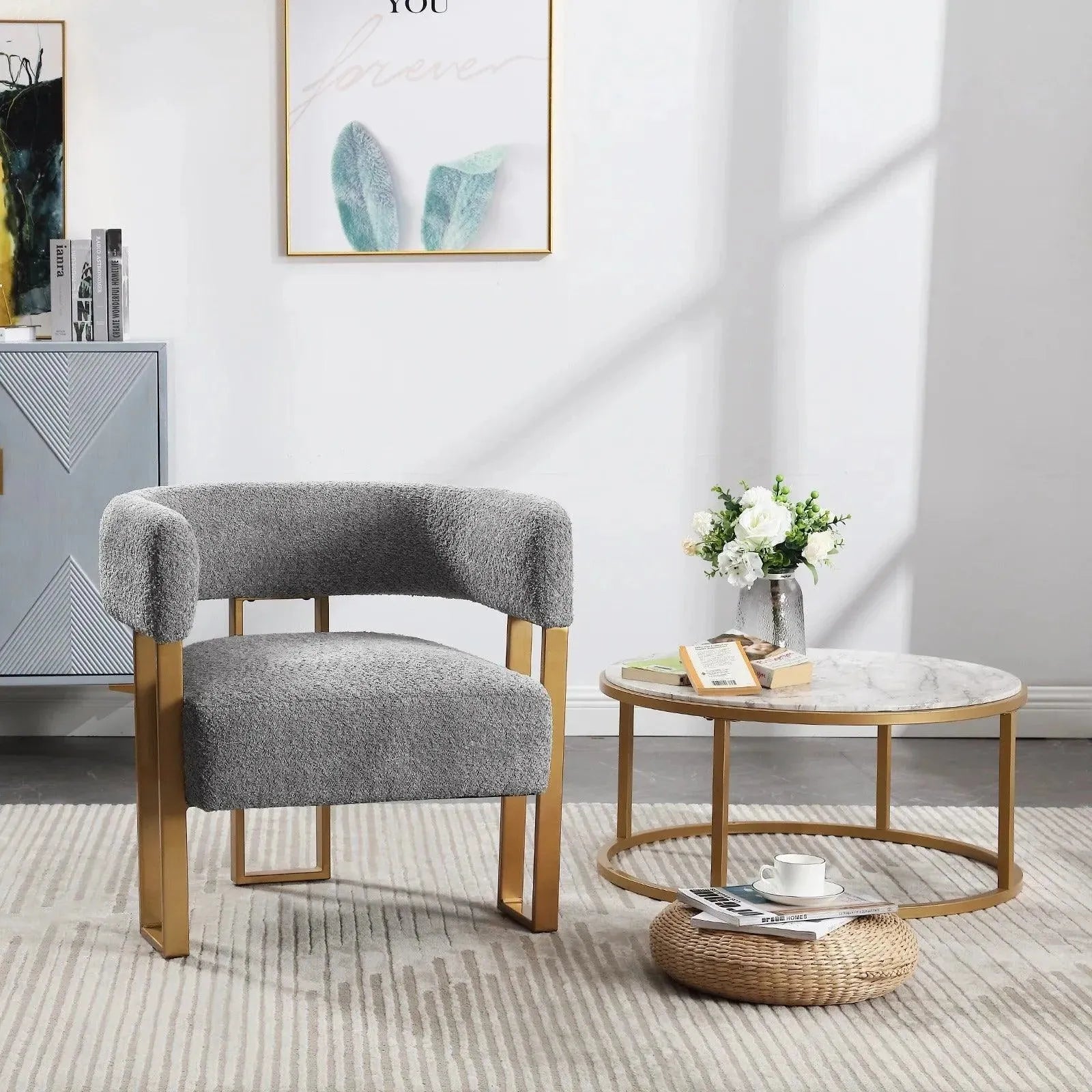 Feronza™ Armchair – Chenille Stoffen Lounge Stoel met Brede Rugleuning voor Woonkamer en Slaapkamer - Feronza